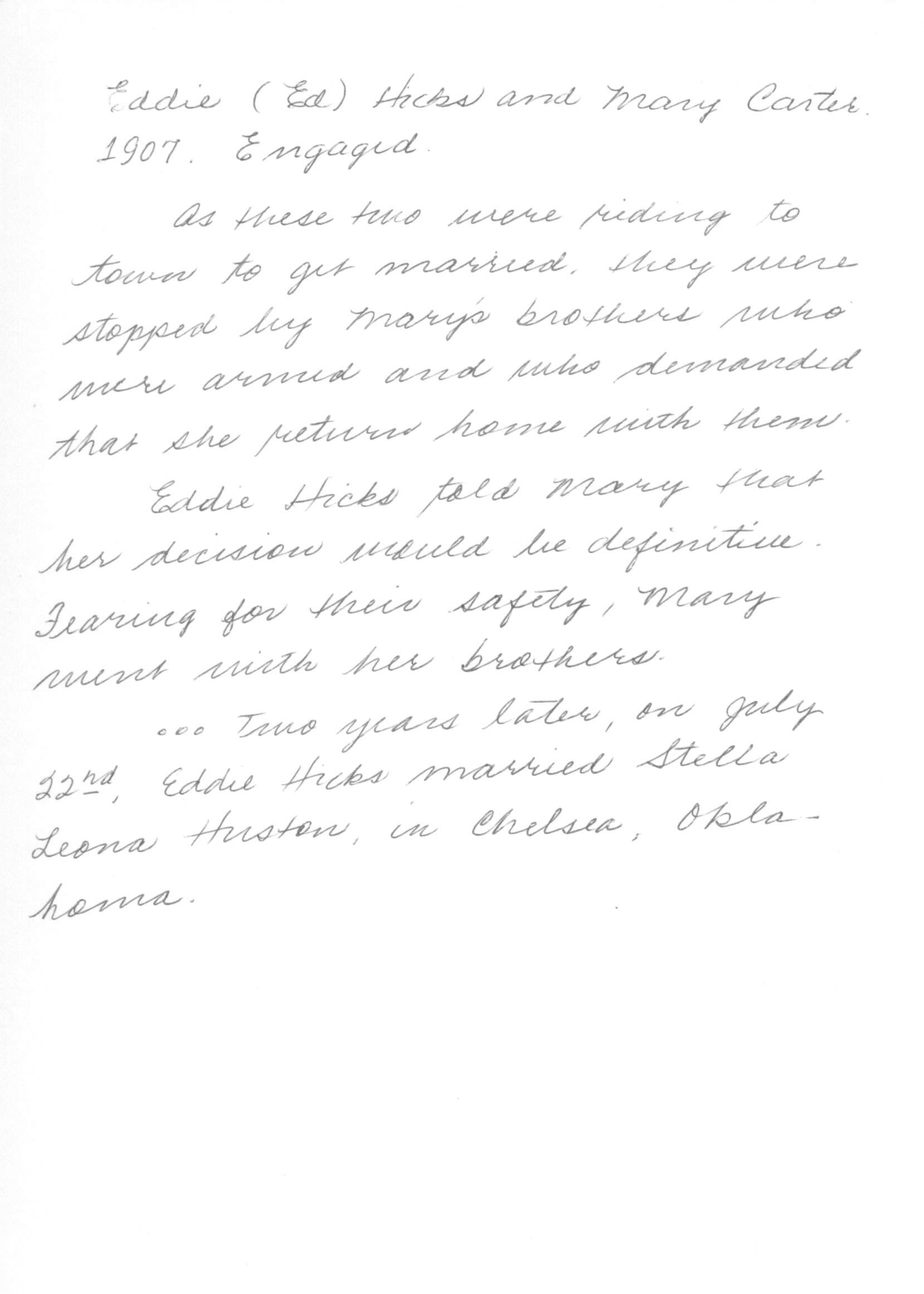 Story of Edd Hicks and Mary Carter
